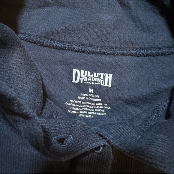 Duluth Trading Co Womens M Blue  9 Button Henley Mock Neck Ribbed Sweater Shirt - Picture 7 of 7